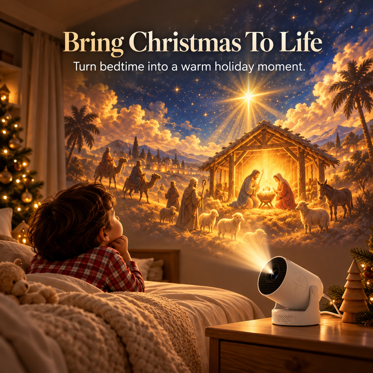 ⏳ Last day to save 49% –🎄Bible Story Projector Light – Nativity, Noah's Ark & Angels