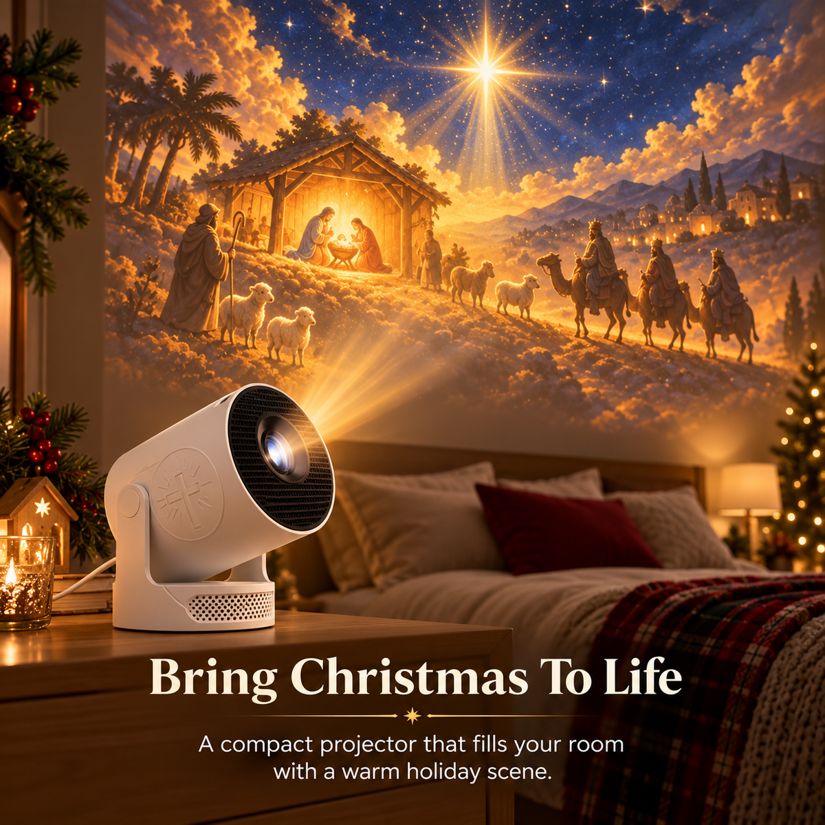 ⏳ Last day to save 49% –🎄Bible Story Projector Light – Nativity, Noah's Ark & Angels