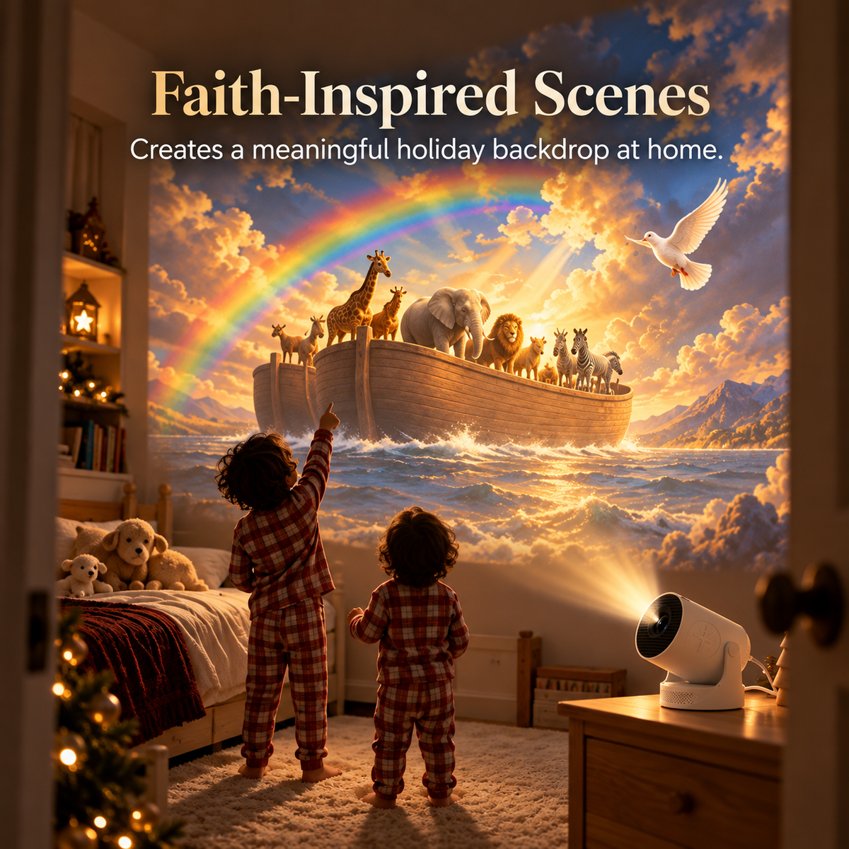 ⏳ Last day to save 49% –🎄Bible Story Projector Light – Nativity, Noah's Ark & Angels