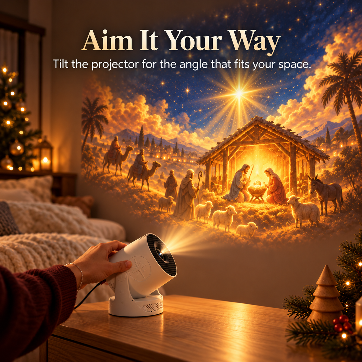⏳ Last day to save 49% –🎄Bible Story Projector Light – Nativity, Noah's Ark & Angels