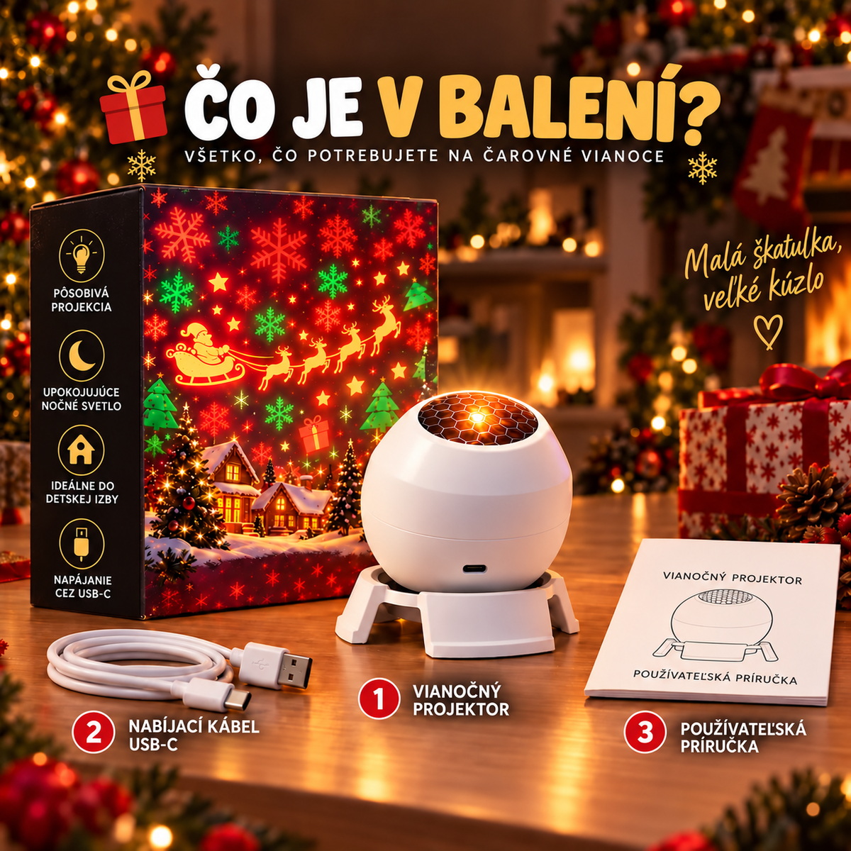🎅 Čarovná vianočná nočná lampička s projektorom – premeňte každú izbu na rozprávkovú vianočnú krajinu!