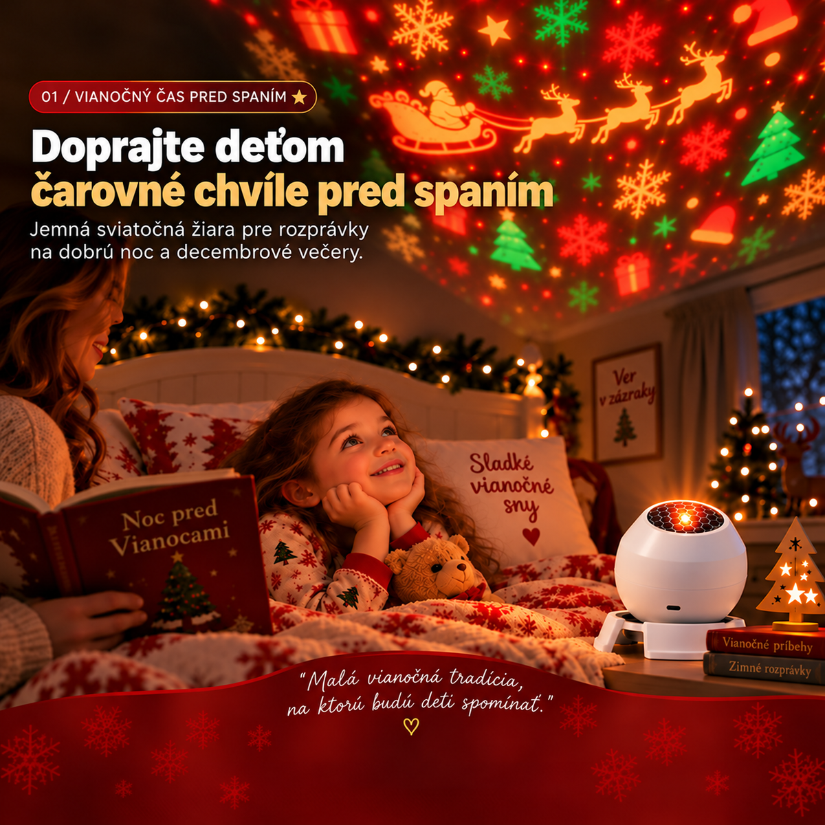 🎅 Čarovná vianočná nočná lampička s projektorom – premeňte každú izbu na rozprávkovú vianočnú krajinu!