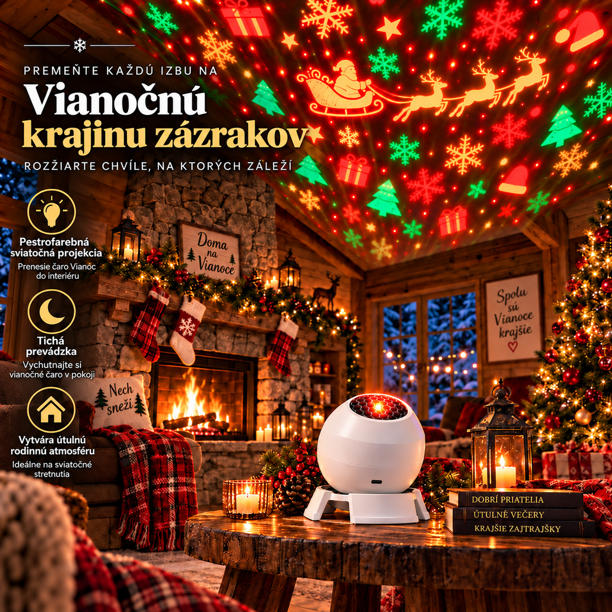🎅 Čarovná vianočná nočná lampička s projektorom – premeňte každú izbu na rozprávkovú vianočnú krajinu!